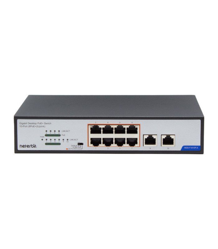 سوئیچ شبکه 10 پورت PoE+ نتربیت NGS-F1010P-A