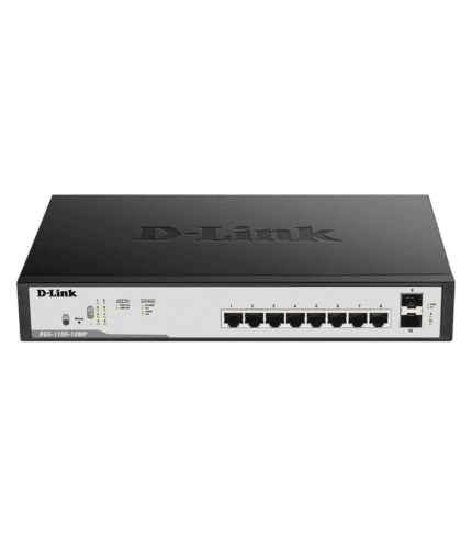 سوئیچ ۸ پورت گیگابیت PoE مدیریتی با ۲ پورت فیبر D-Link DGS-1100-10MP